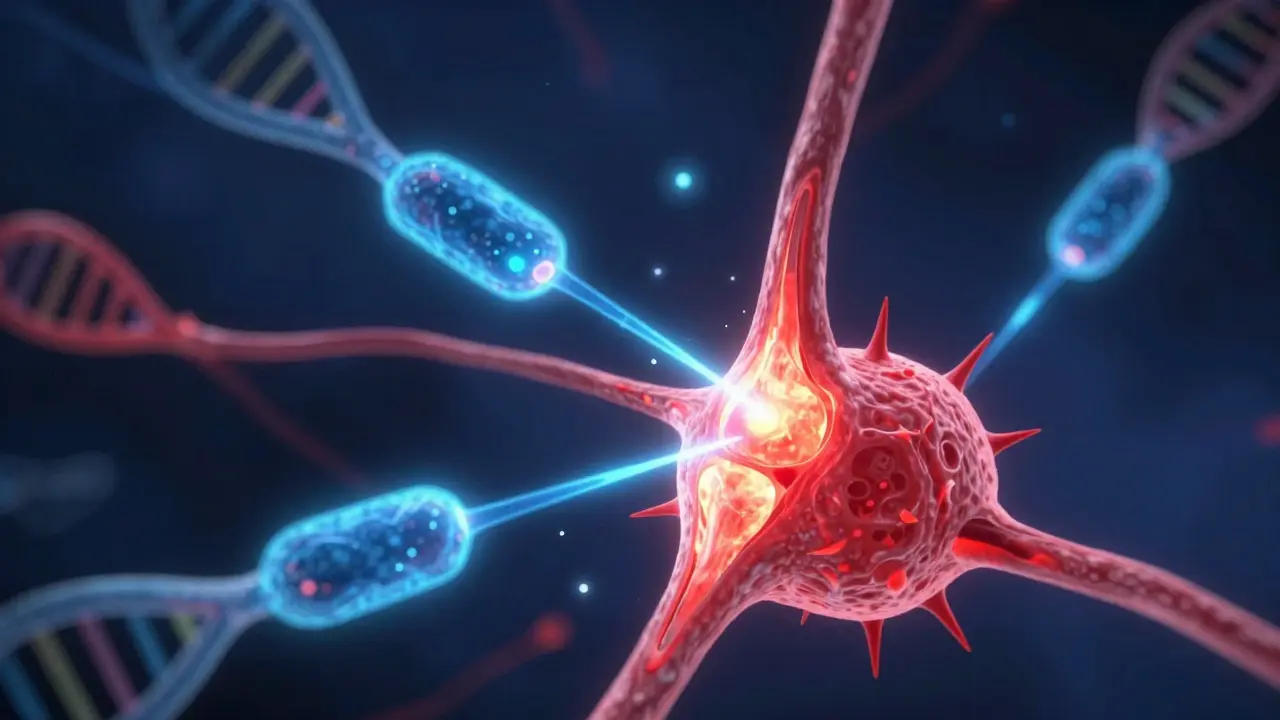 Anime conceptual art of targeted therapy fighting inflammation in joints and skin.